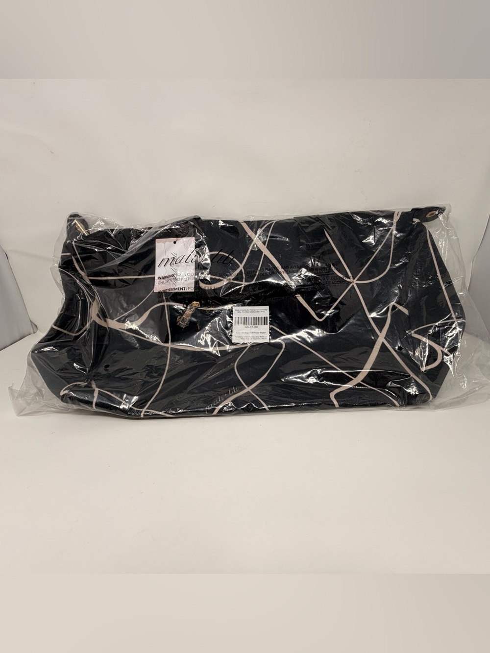 Mali + Lili Signature Abstract Print Weekender Bag; Black and ivory